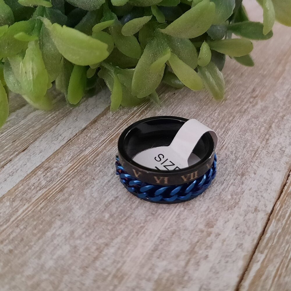 Men's Stainless Steel Spinner Ring NWT! - Roman Numerals, Size 7